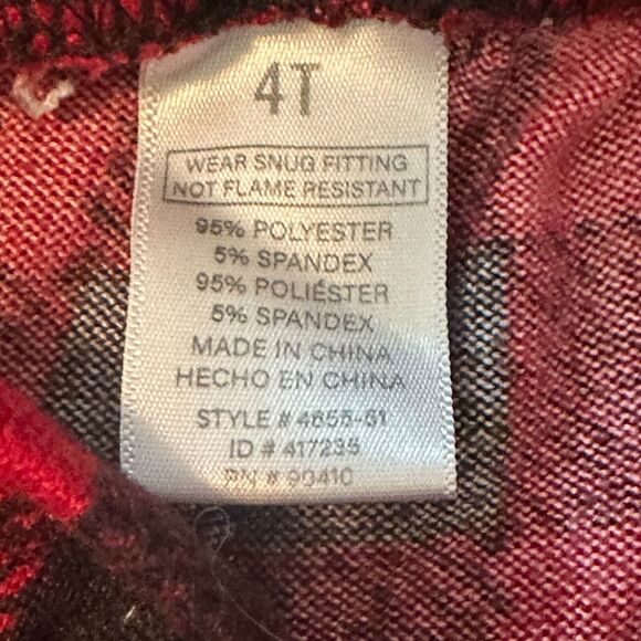 PJ Essentials Sleepwear "Believe" Christmas Gray/Red Plaid Pajama Set. Youth 4T - Picture 4 of 8